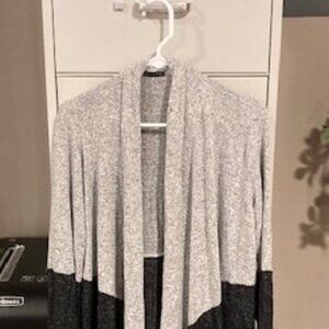 Staccato - Open Front Cardigan - Gray & Black - Size Large
